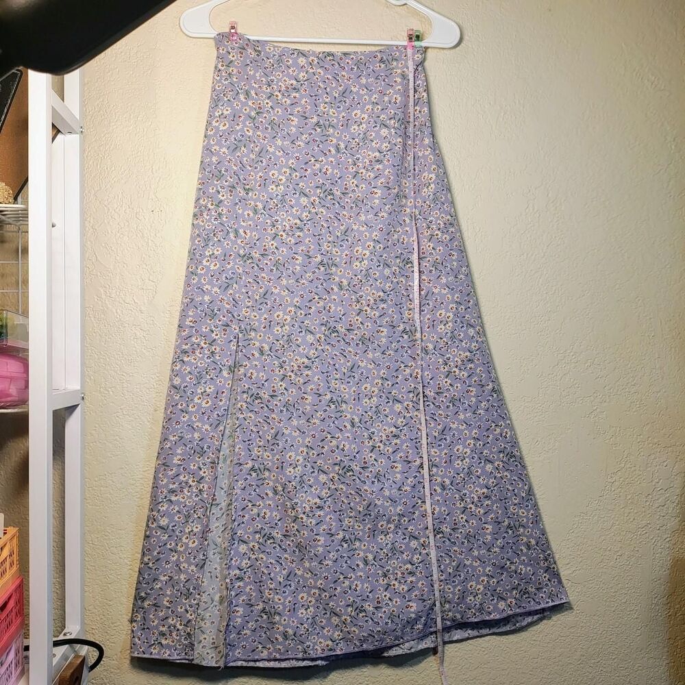 SHEIN purple / lilac  floral maxi skirt with open leg * Size XS